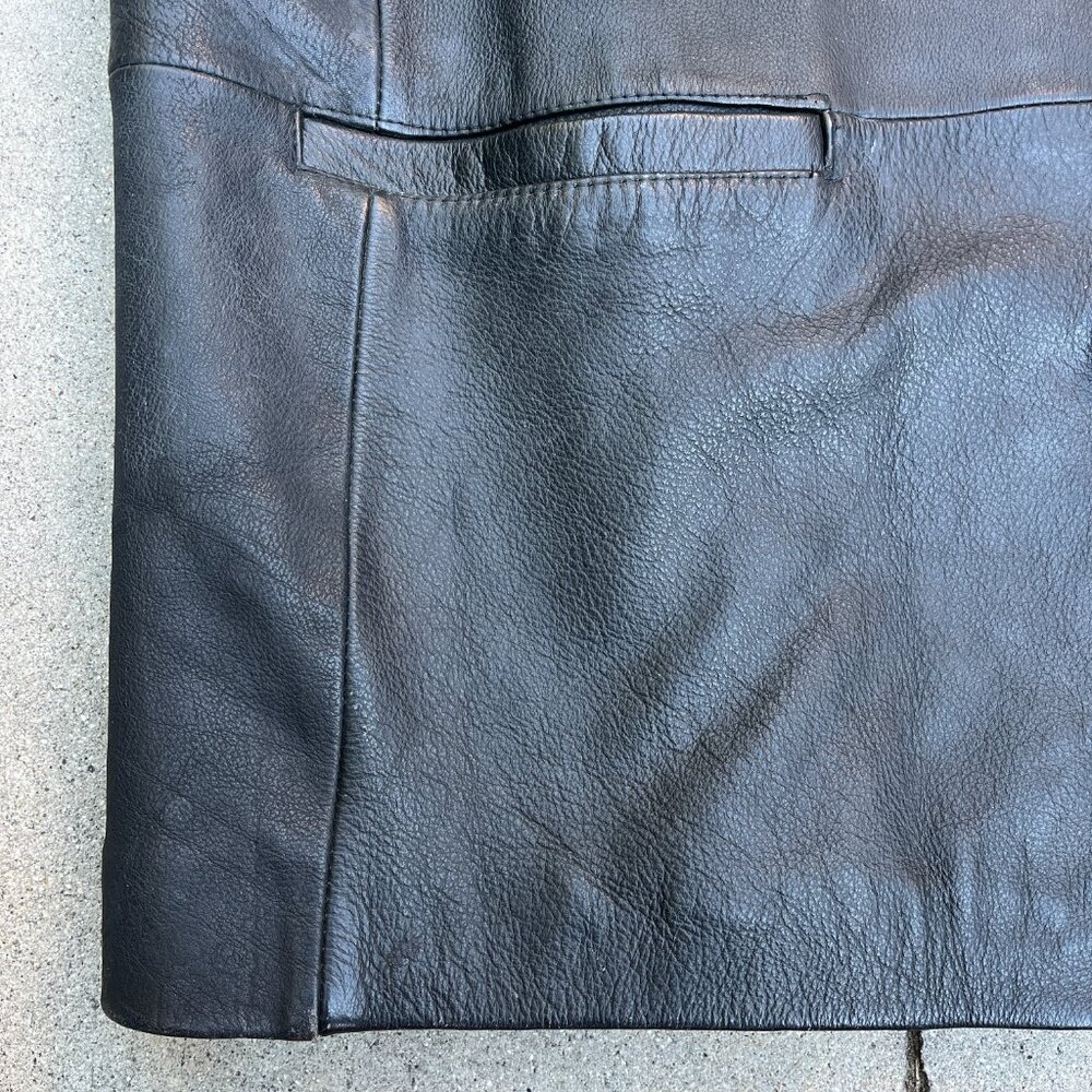 Vintage 90s Y2K Men's Sergio Vadducci Black Leather Blazer Jacket Size Large - Picture 4 of 6